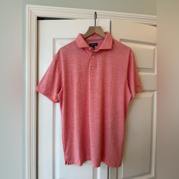 Mens fish hippie pink/red polo - Picture 2 of 5
